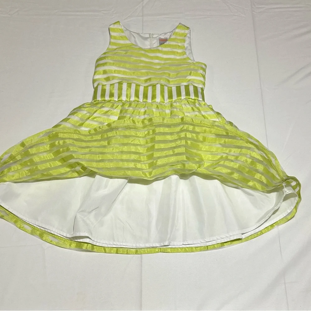 Gymboree Girls 4 Green White Striped Organza Dress Twirl Party Spring Easter